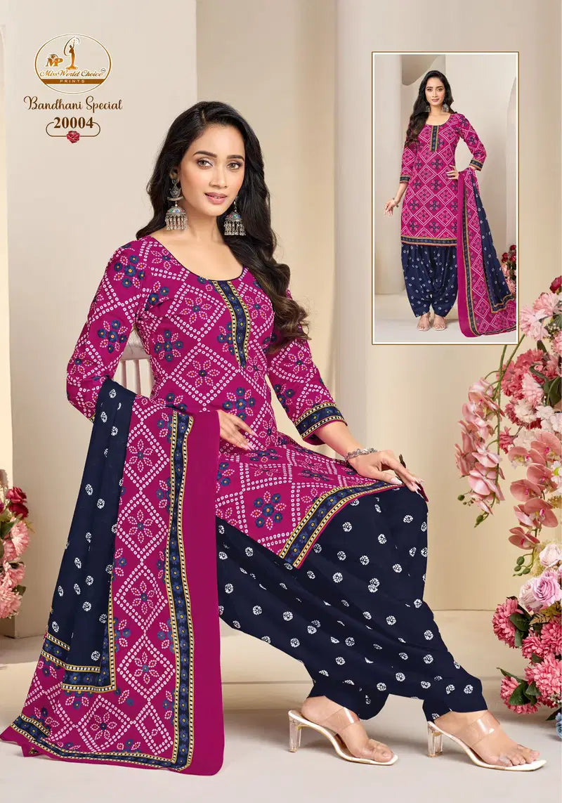 Miss World Bandhani Vol 20 Readymade Cotton Patiyala Dress