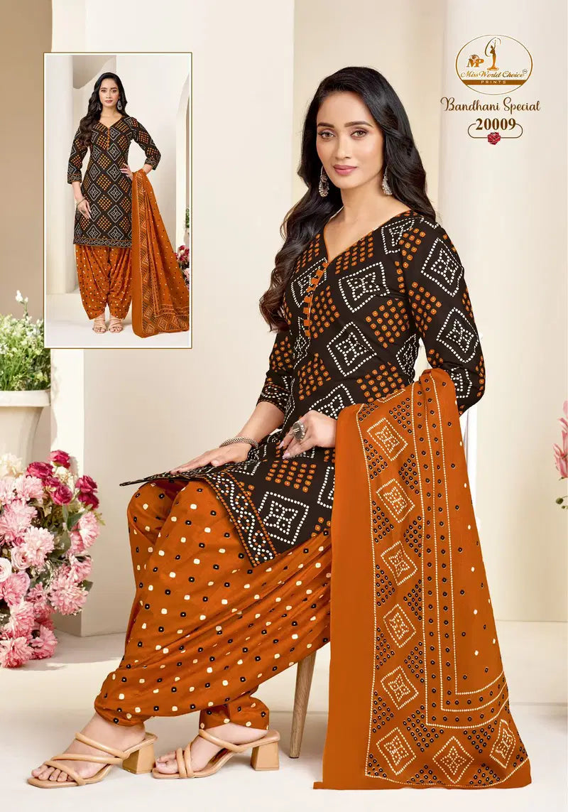 Miss World Bandhani Vol 20 Readymade Cotton Patiyala Dress