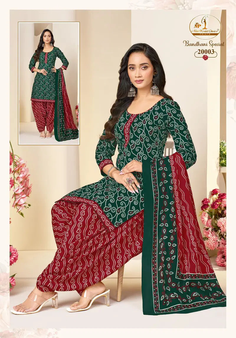 Miss World Bandhani Vol 20 Readymade Cotton Patiyala Dress