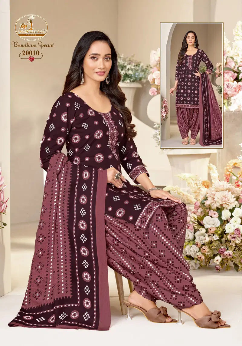 Miss World Bandhani Vol 20 Readymade Cotton Patiyala Dress