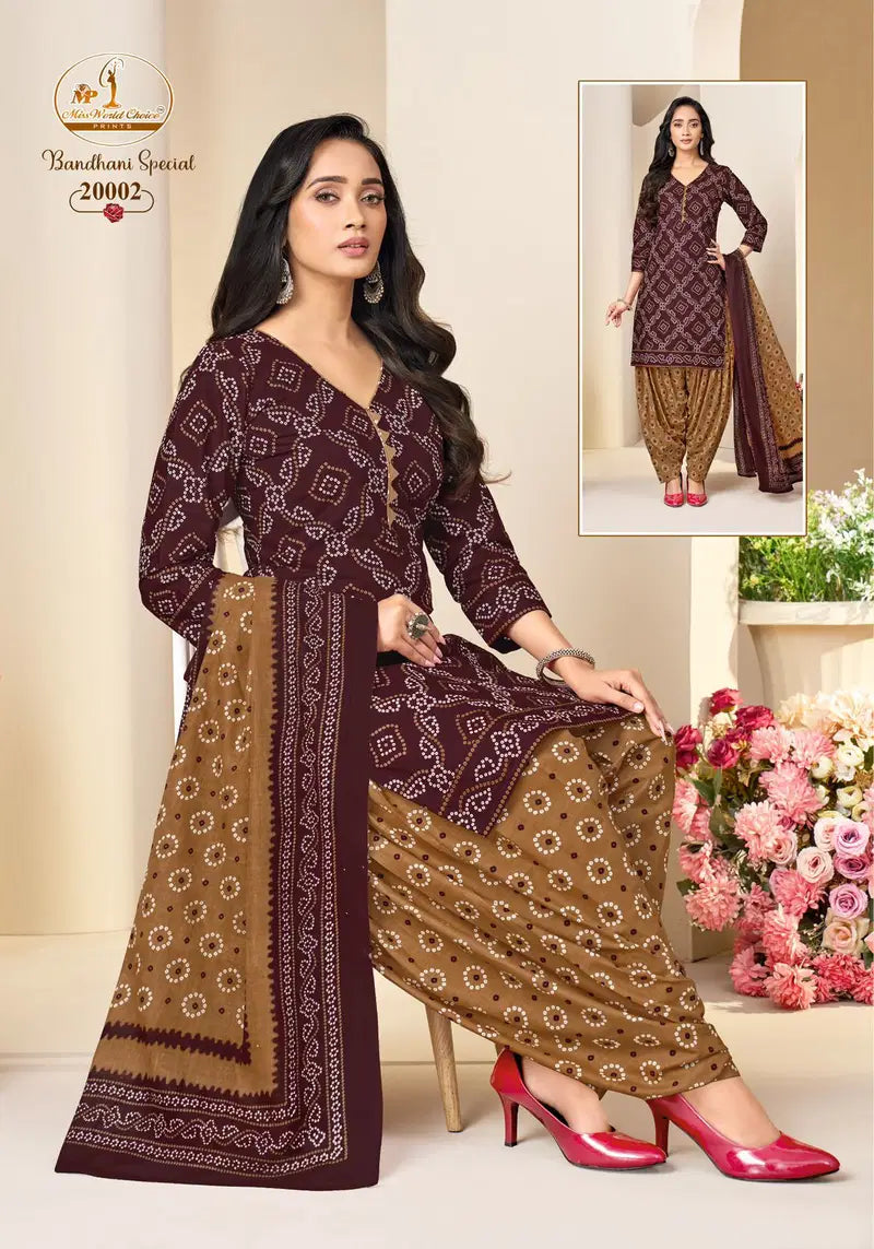 Miss World Bandhani Vol 20 Readymade Cotton Patiyala Dress