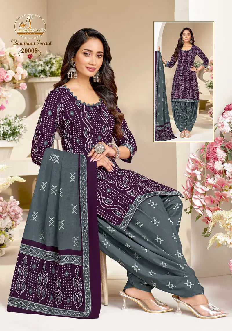 Miss World Bandhani Vol 20 Readymade Cotton Patiyala Dress