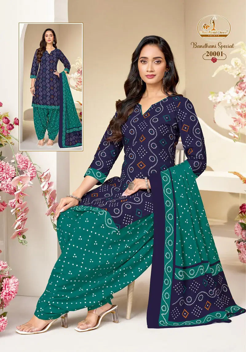 Miss World Bandhani Vol 20 Readymade Cotton Patiyala Dress