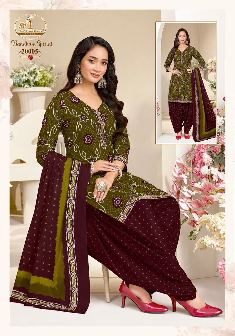 Miss World Bandhani Vol 20 Readymade Cotton Patiyala Dress