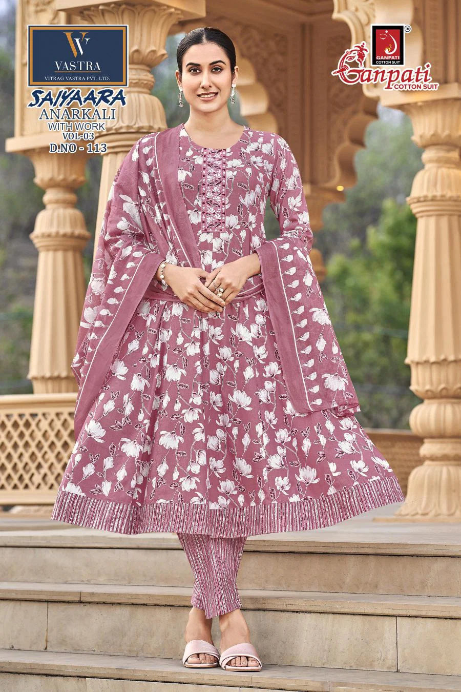 Ganpati Saiyaara Vol 3 Readymade Cotton Anarkali Kurti Set