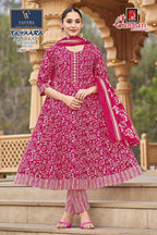 Ganpati Saiyaara Vol 3 Readymade Cotton Anarkali Kurti Set