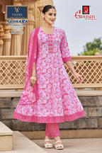 Ganpati Saiyaara Vol 3 Readymade Cotton Anarkali Kurti Set