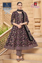 Ganpati Saiyaara Vol 3 Readymade Cotton Anarkali Kurti Set