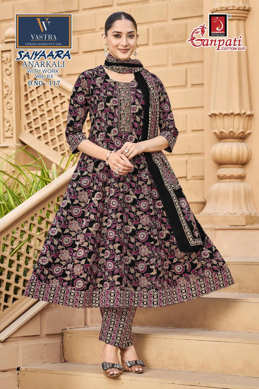 Ganpati Saiyaara Vol 3 Readymade Cotton Anarkali Kurti Set