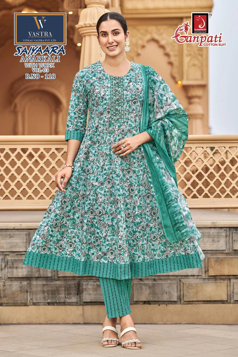 Ganpati Saiyaara Vol 3 Readymade Cotton Anarkali Kurti Set