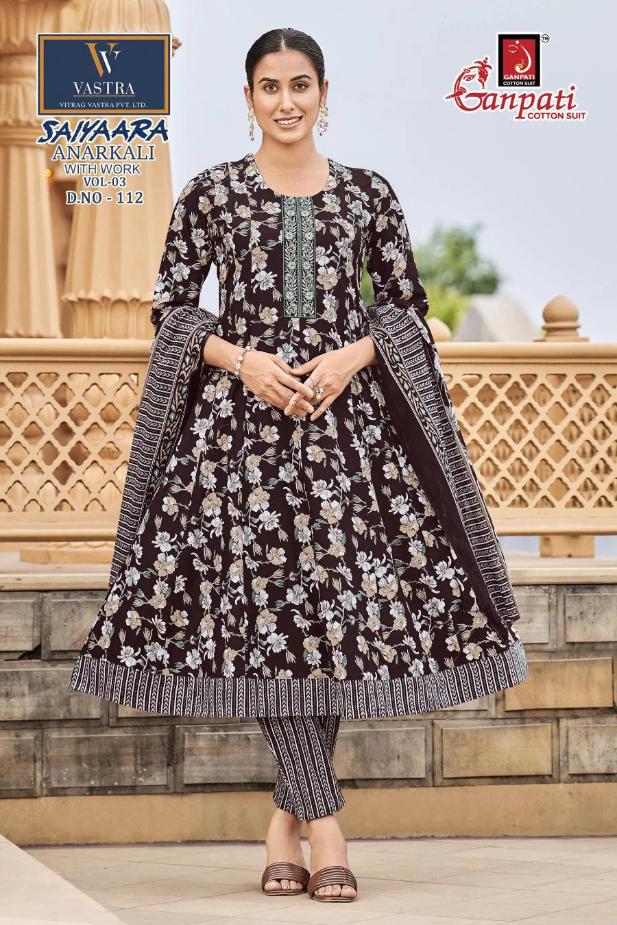Ganpati Saiyaara Vol 3 Readymade Cotton Anarkali Kurti Set