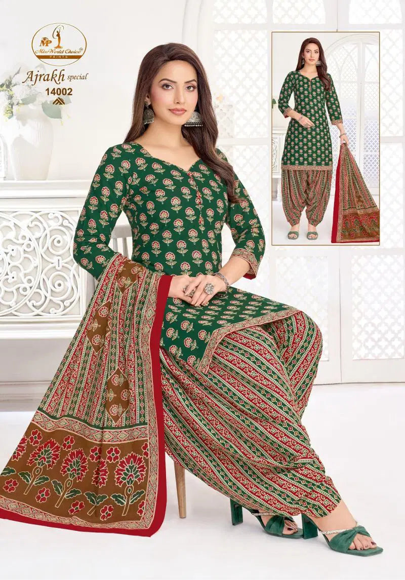 Miss World Ajrakh Vol 14 Readymade Cotton Patiyala Dress Collection