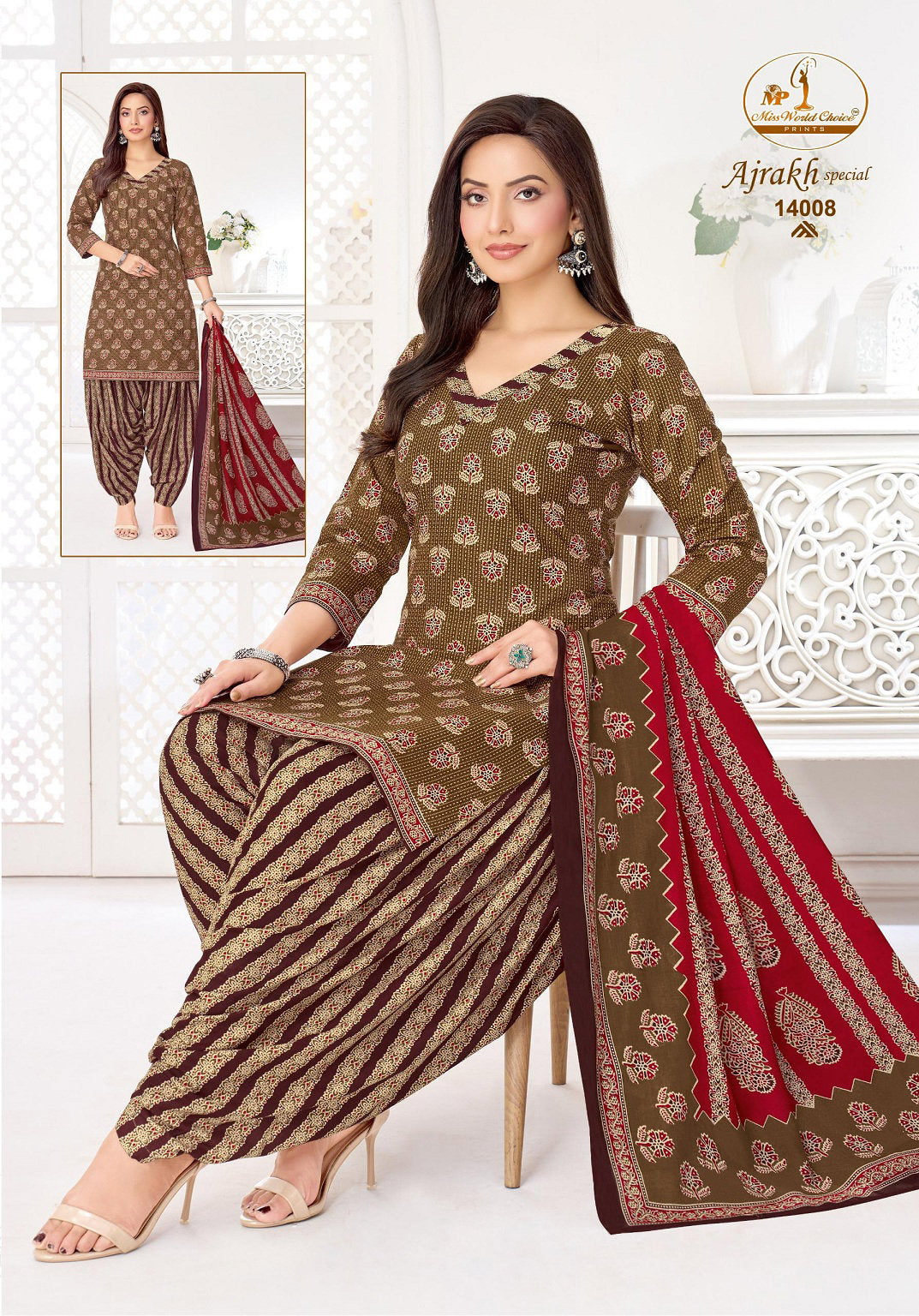 Miss World Ajrakh Vol 14 Readymade Cotton Patiyala Dress Collection