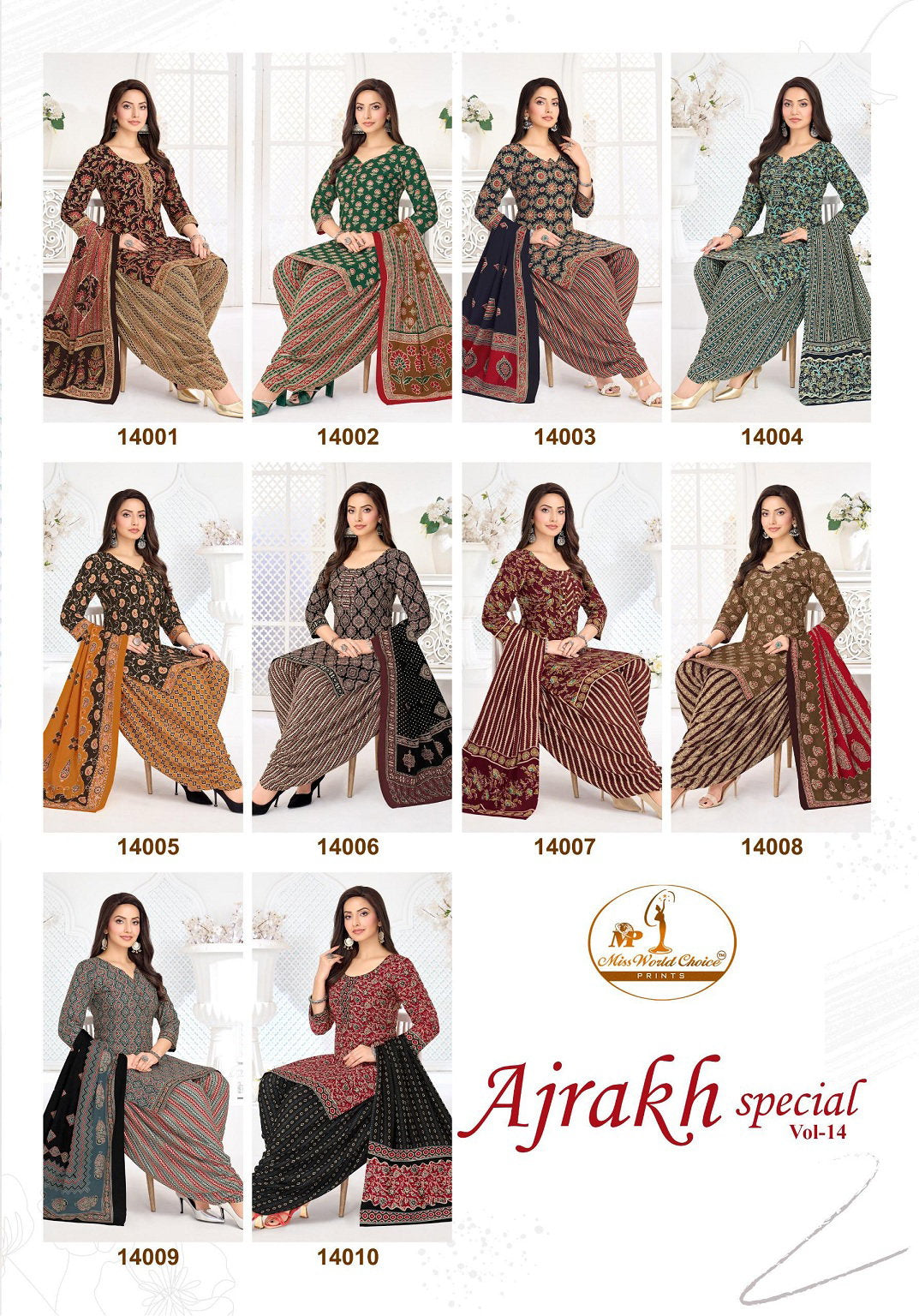 Miss World Ajrakh Vol 14 Readymade Cotton Patiyala Dress Collection