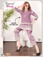 Kalavatis Vol 107 A Rayon Co Ord Set Collection