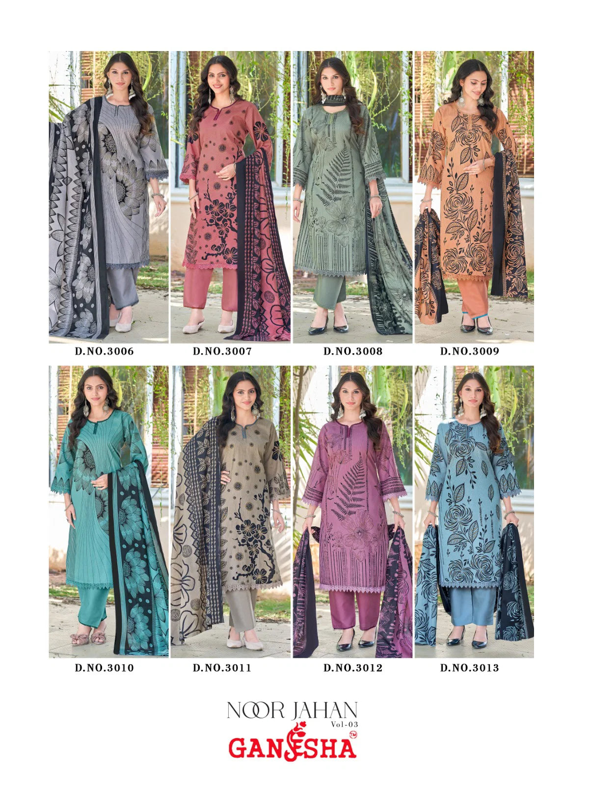 Ganesha Noor Jahan Vol 3 Indo Cotton Karachi Dress Material