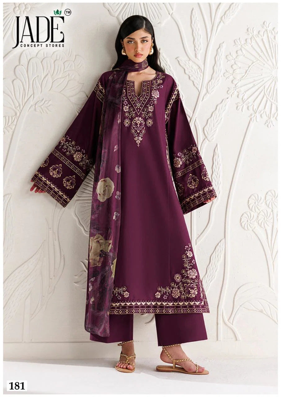 Jade Chevron Vol 19 Lawn Cotton Karachi Dress Material