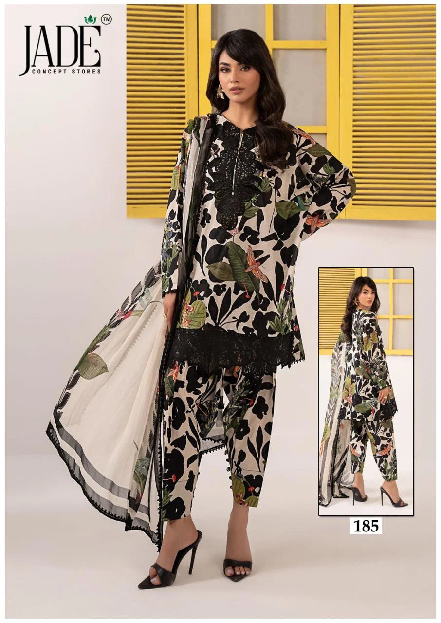 Jade Chevron Vol 19 Lawn Cotton Karachi Dress Material