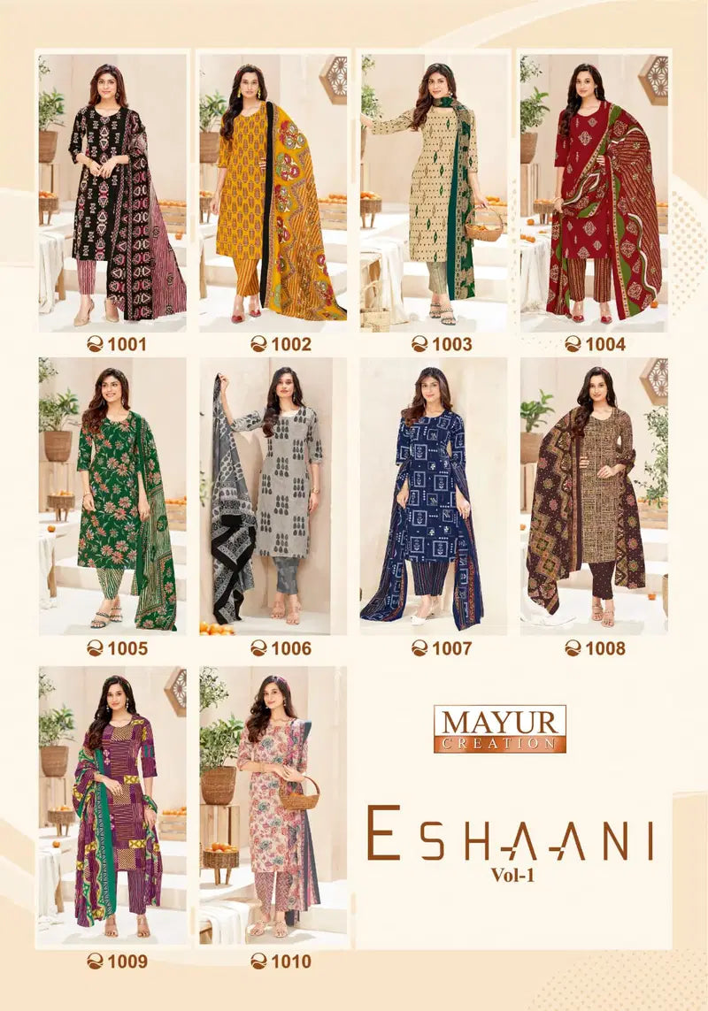 Mayur Eshaani Vol 1 Cotton Printed Fancy Dress Material Collection
