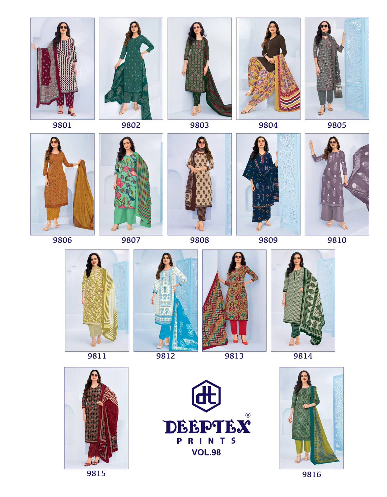 Deeptex Miss India Vol 98 Cotton Printed Dress Material Collection
