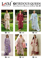 Lsm Firdous Queen Vol 20 Lawn Cotton Karachi Dress Material