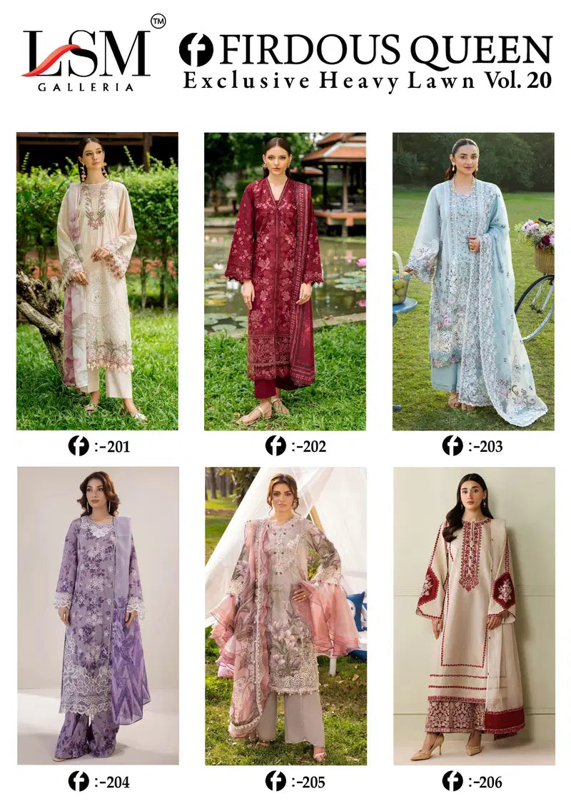 Lsm Firdous Queen Vol 20 Lawn Cotton Karachi Dress Material