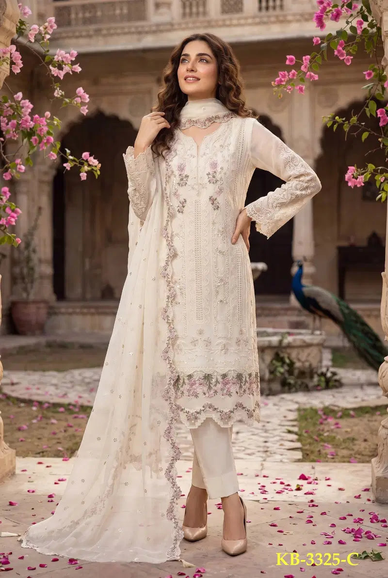 Kb 3325 Super Hit Chiffon With Handworked Pakistani Salwar Suit Full Catalog available at wholesale rate.
