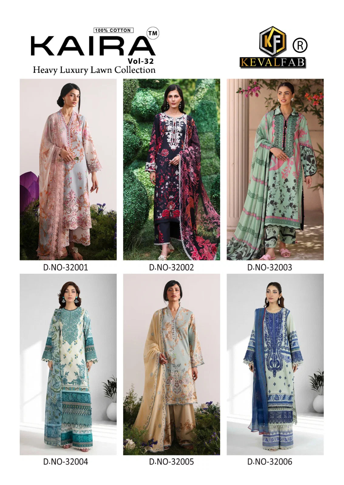 Keval Kaira Vol 32 Lawn Cotton Karachi Dress Material Collection