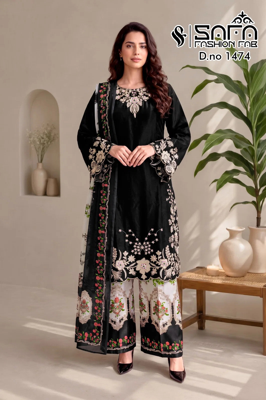 Safa Fashion Fab 1474 Roman Glass Embroidered Salwar Suit Collection