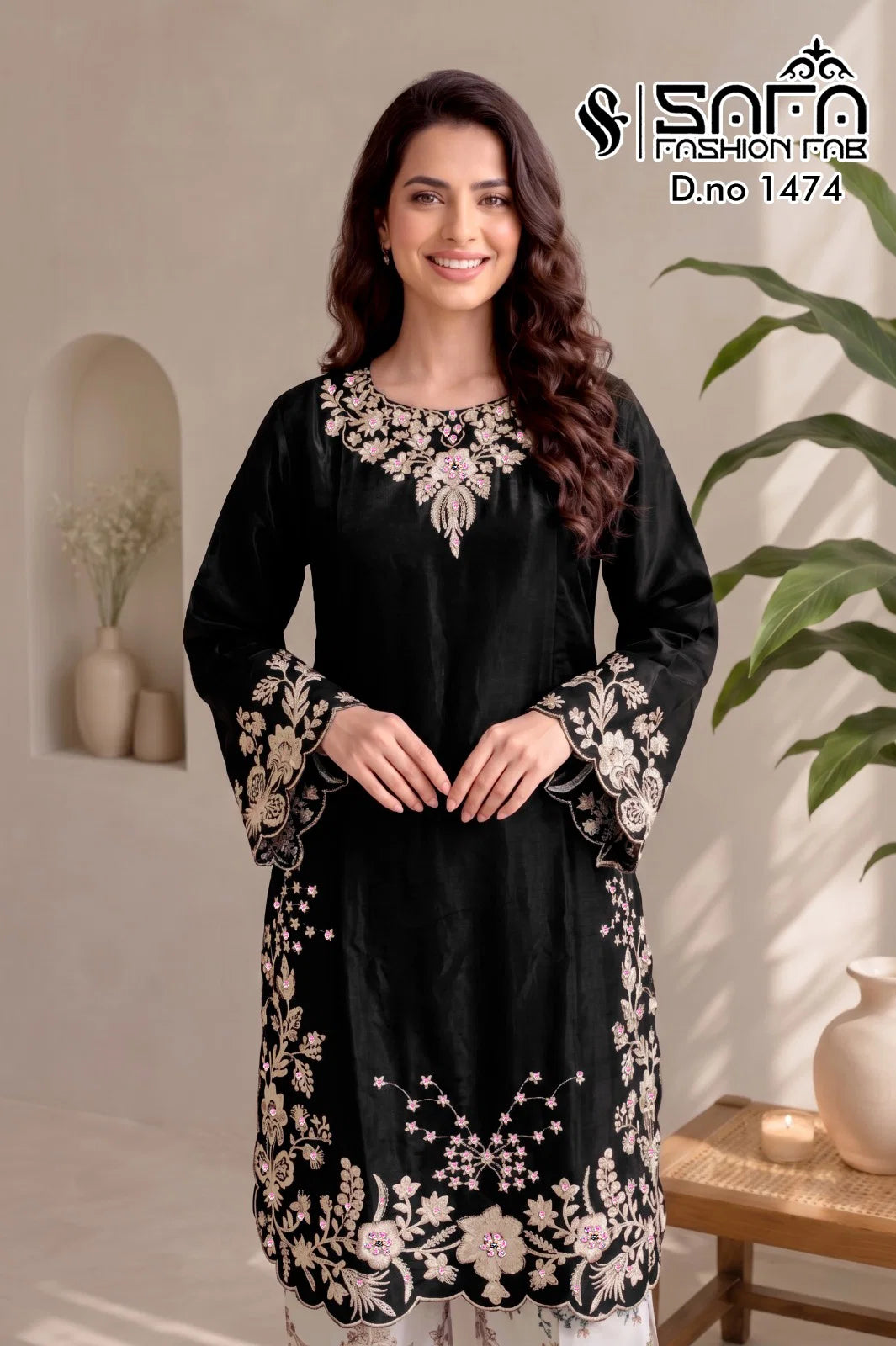 Safa Fashion Fab 1474 Roman Glass Embroidered Salwar Suit Collection