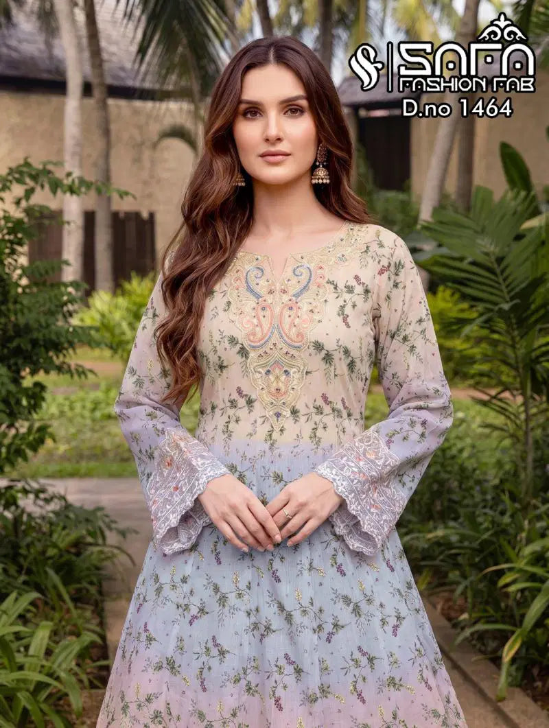 Safa Fashion Fab 1464 Cotton Embroidered Salwar Suit Collection