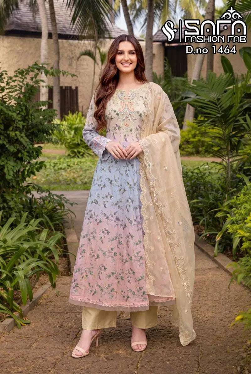 Safa Fashion Fab 1464 Cotton Embroidered Salwar Suit Collection