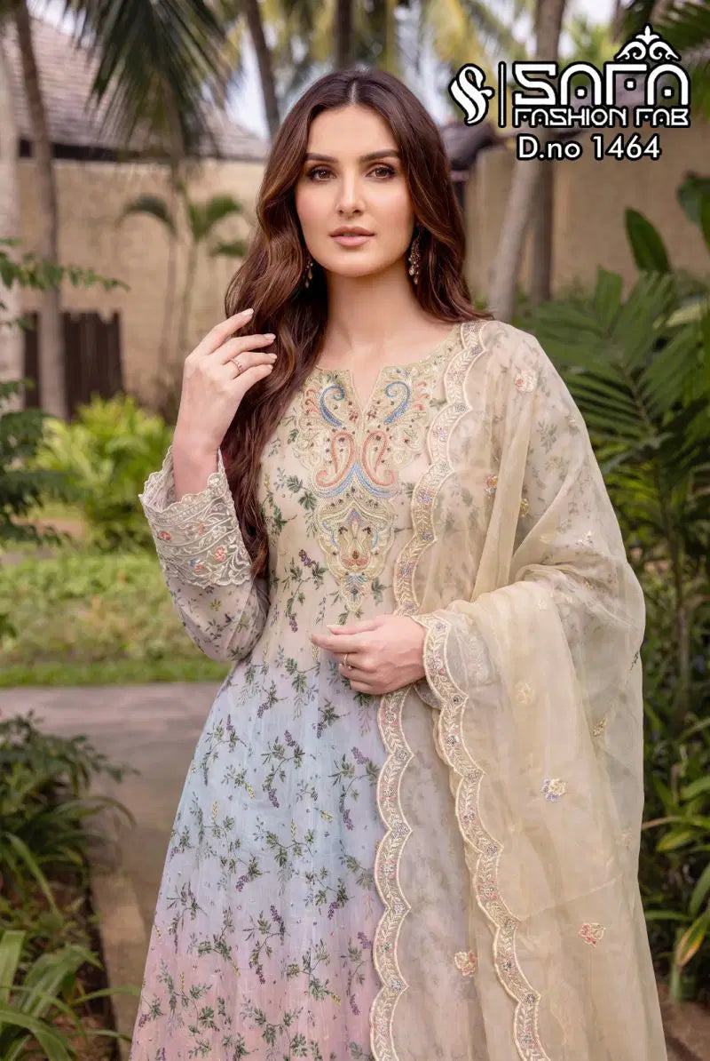 Safa Fashion Fab 1464 Cotton Embroidered Salwar Suit Collection