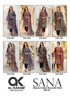 Al Karam Sana Vol 2 Readymade Rayon Cotton Karachi Kurti Pant With Dupatta