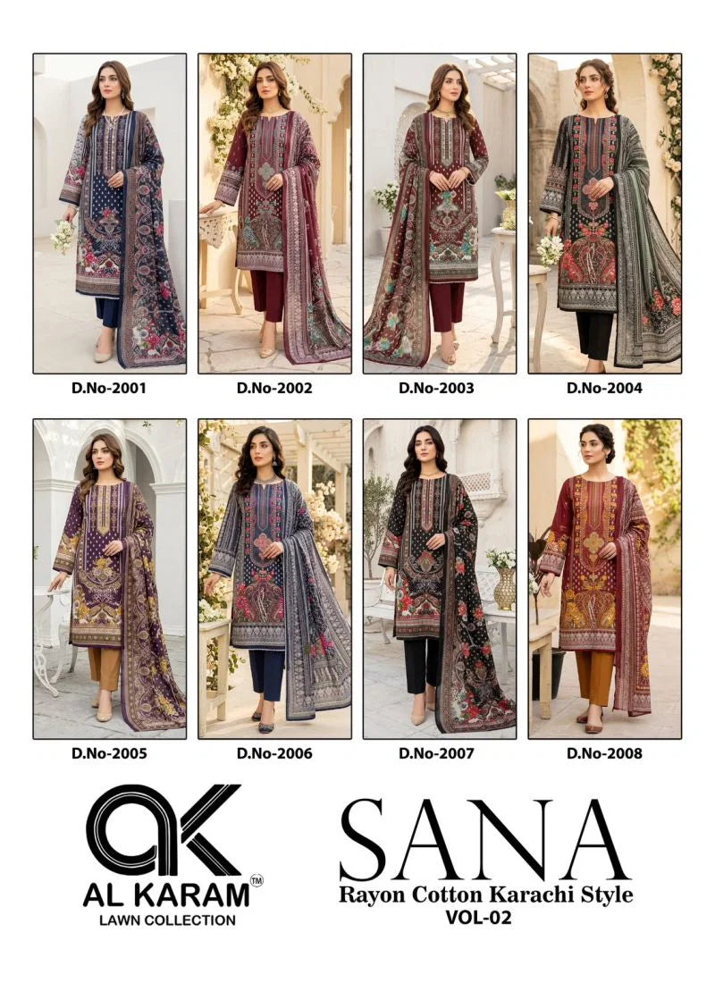 Al Karam Sana Vol 2 Readymade Rayon Cotton Karachi Kurti Pant With Dupatta