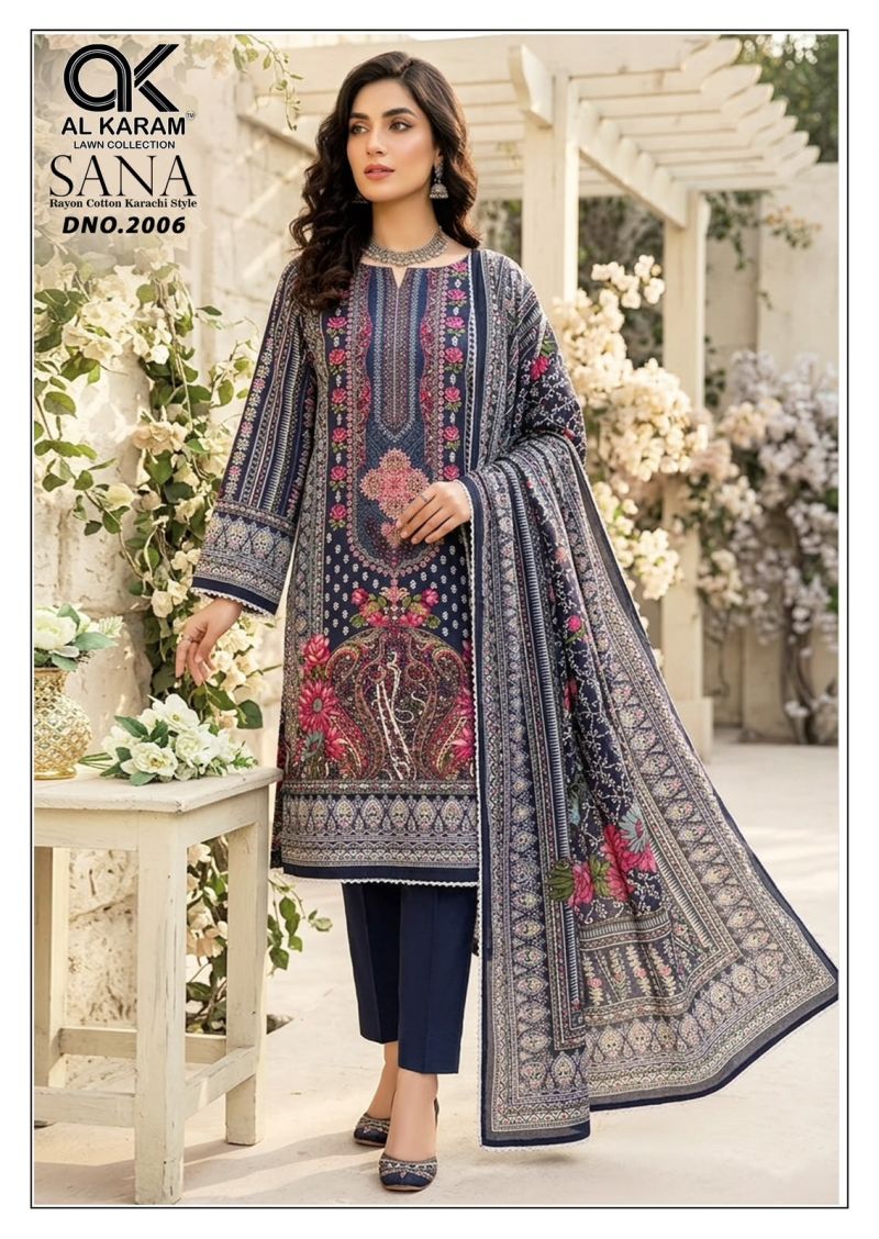 Al Karam Sana Vol 2 Readymade Rayon Cotton Karachi Kurti Pant With Dupatta