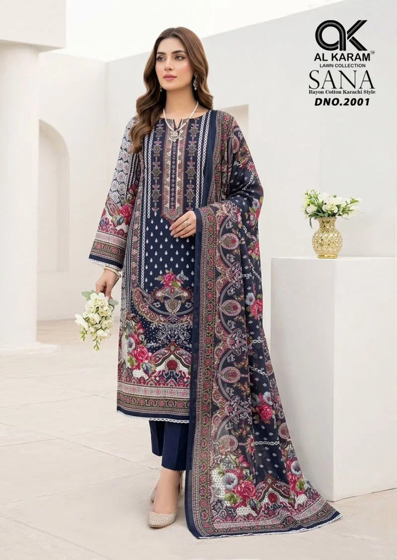Al Karam Sana Vol 2 Readymade Rayon Cotton Karachi Kurti Pant With Dupatta