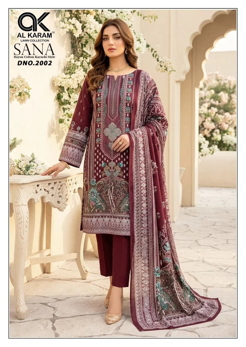 Al Karam Sana Vol 2 Readymade Rayon Cotton Karachi Kurti Pant With Dupatta
