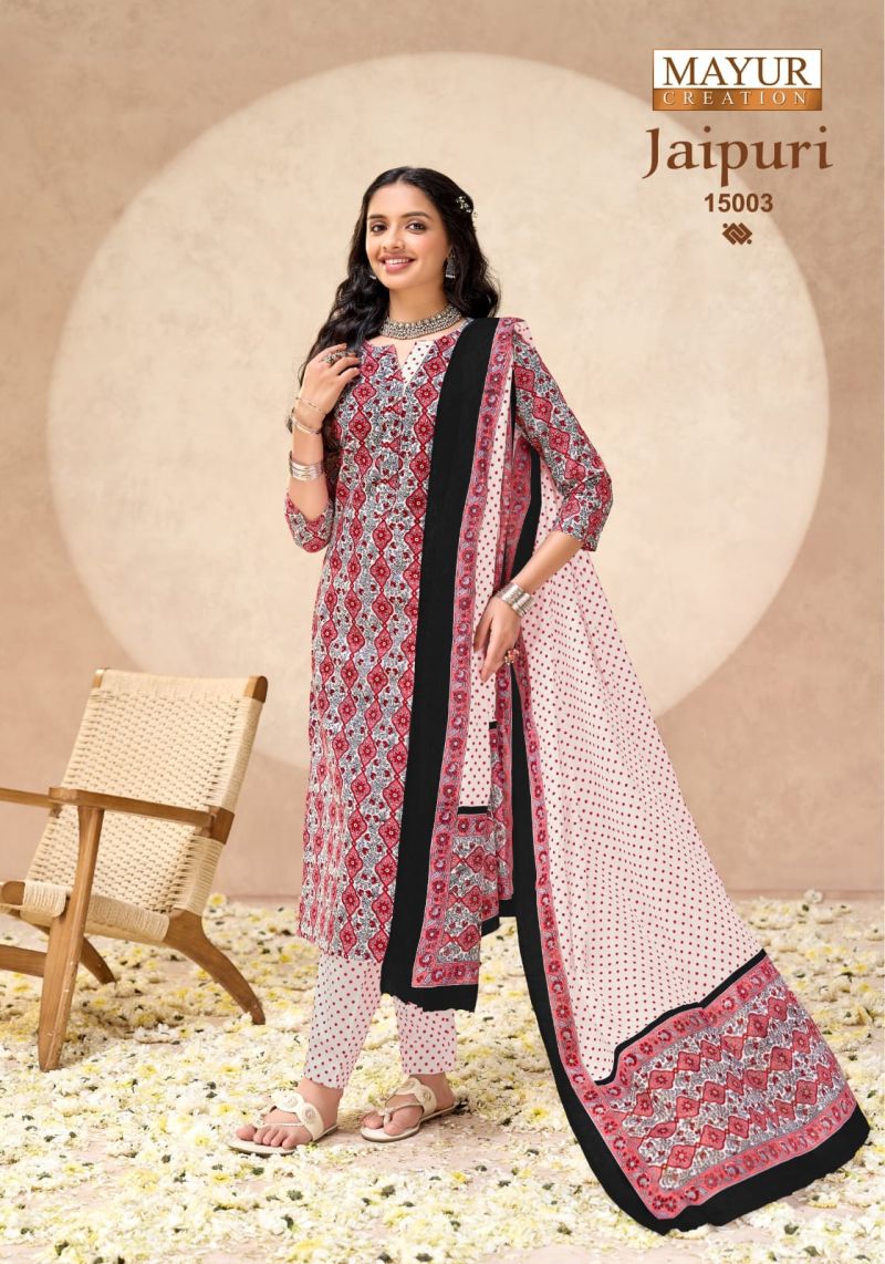 Mayur Jaipuri Vol 15 Cotton Printed Fancy Dress Material