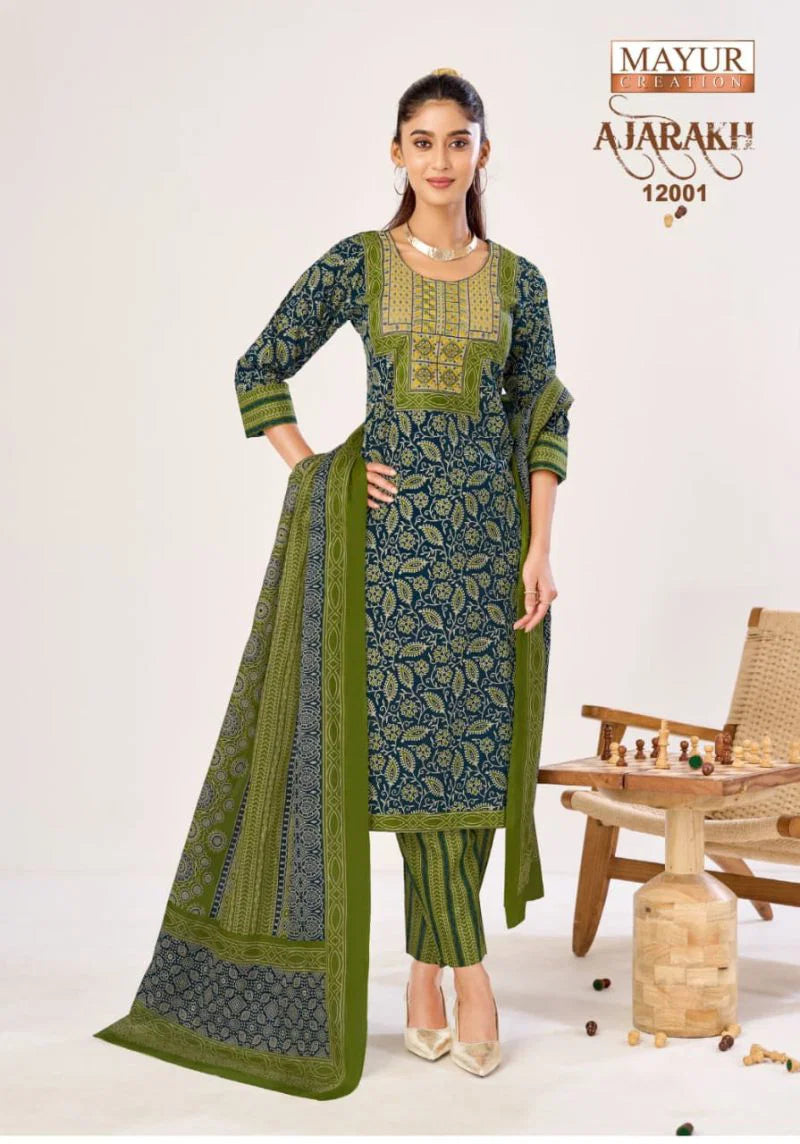 Mayur Ajarakh Vol 12 Readymade Cotton Kurti Pant With Dupatta