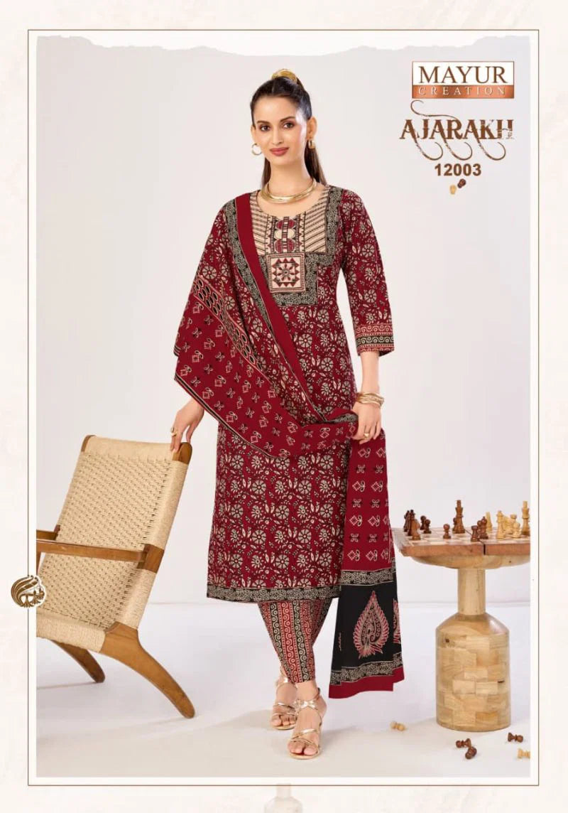 Mayur Ajarakh Vol 12 Readymade Cotton Kurti Pant With Dupatta