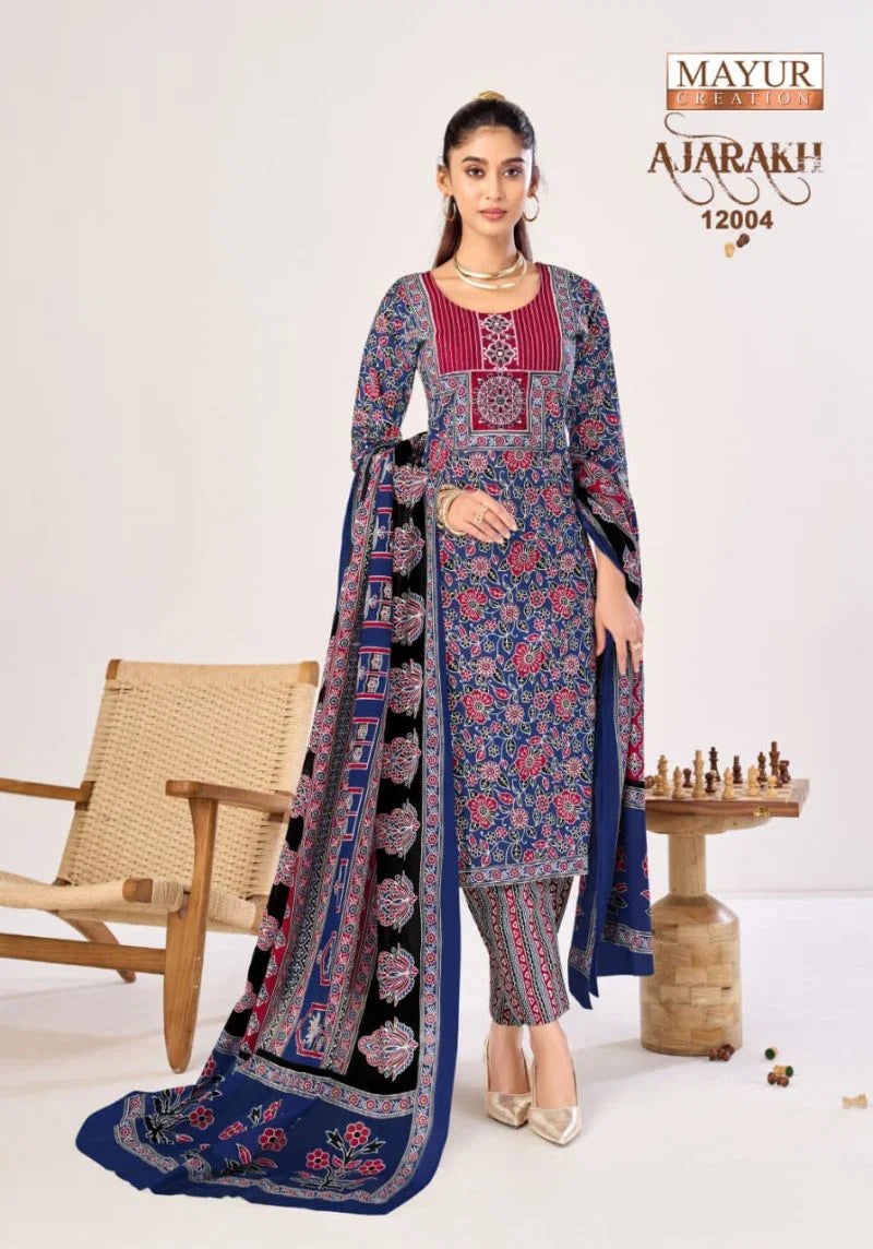 Mayur Ajarakh Vol 12 Readymade Cotton Kurti Pant With Dupatta