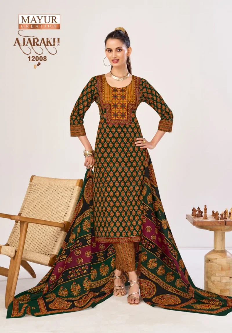 Mayur Ajarakh Vol 12 Readymade Cotton Kurti Pant With Dupatta