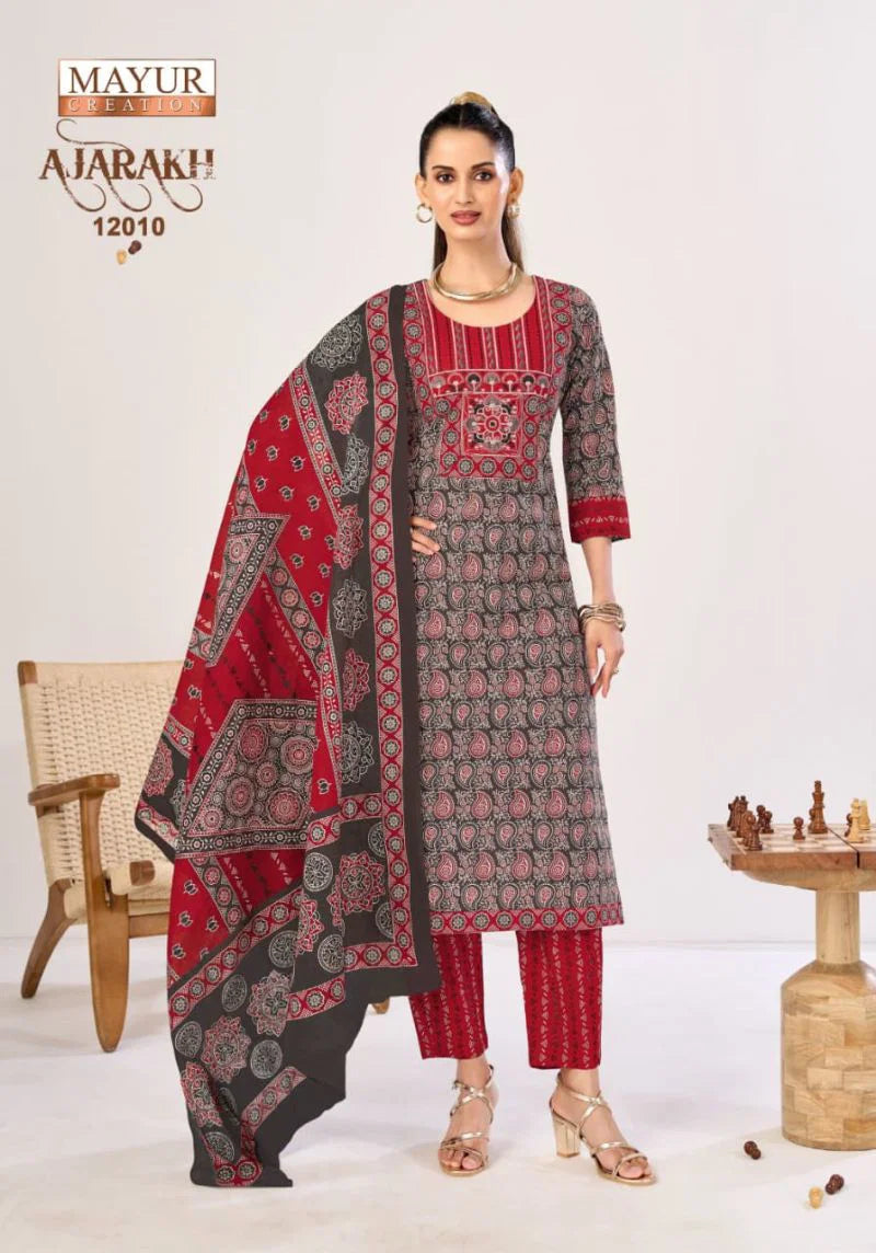 Mayur Ajarakh Vol 12 Readymade Cotton Kurti Pant With Dupatta