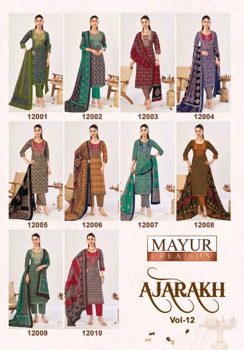 Mayur Ajarakh Vol 12 Readymade Cotton Kurti Pant With Dupatta