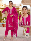 Malvika Vol 9 Roman Silk Embroidered Kurti With Bottom Dupatta