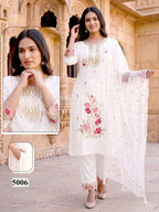 Malvika Vol 9 Roman Silk Embroidered Kurti With Bottom Dupatta