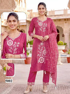 Malvika Vol 9 Roman Silk Embroidered Kurti With Bottom Dupatta