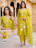 Malvika Vol 9 Roman Silk Embroidered Kurti With Bottom Dupatta