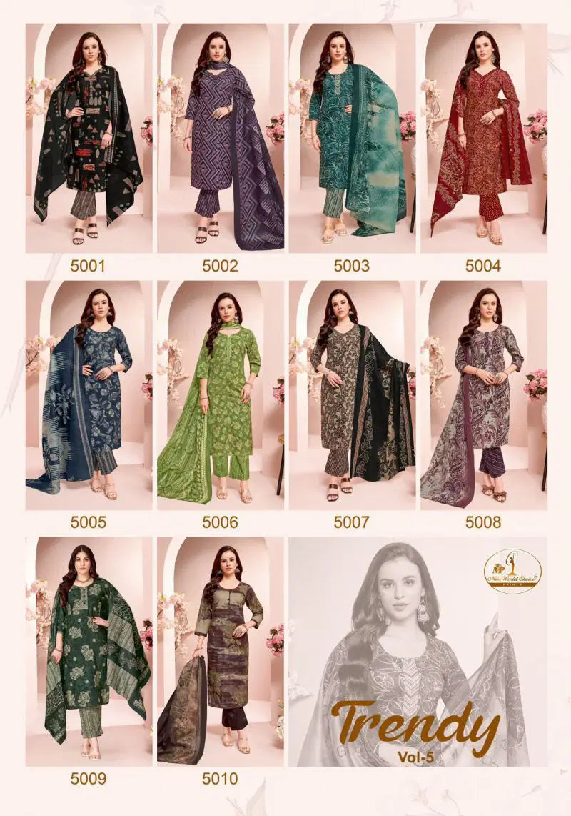 Miss World Trendy Vol 5 Readymade Cotton Printed Kurti Pant With Dupatta